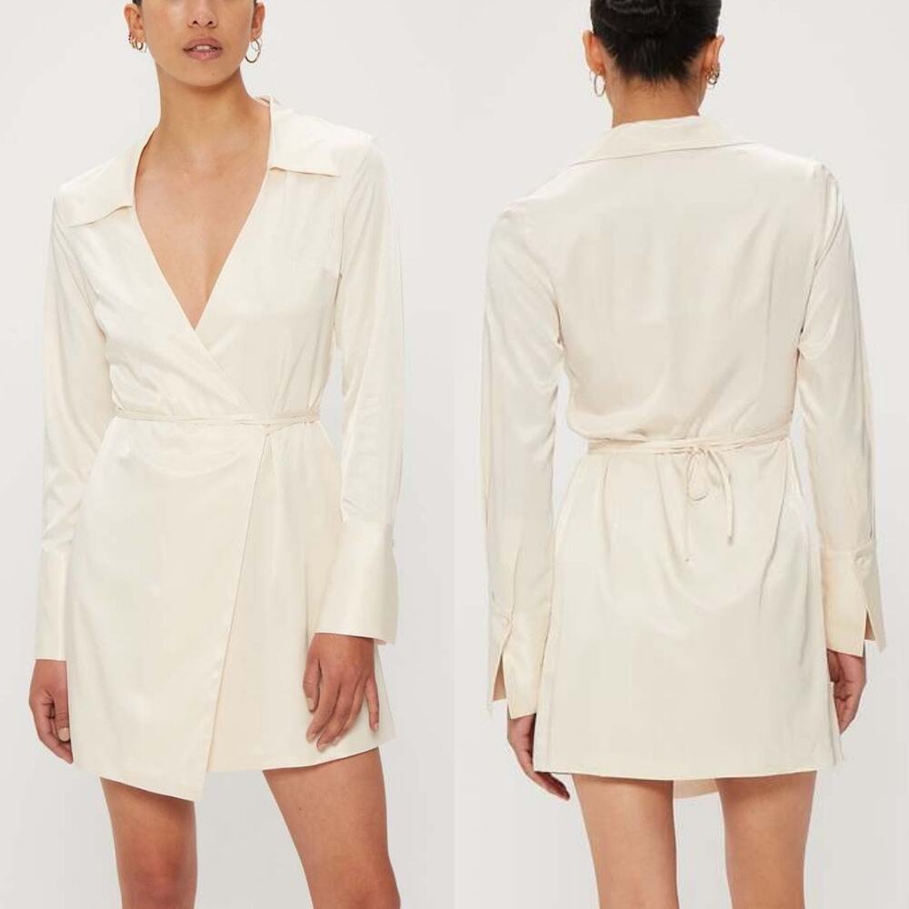 Third Form Under Current Wrap Shirt Cream Long Sleeve Mini Dress (Sz 6)